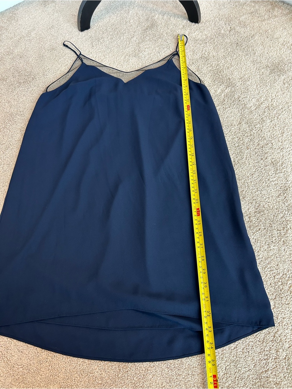 Aritzia Babaton Navy Blue black Mesh Slip Dress L Sleeveless Sheer Overlay NWOT - Picture 8 of 14